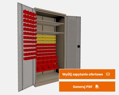 Konfigurator 3D metalowych szaf na pojemniki warsztatowe